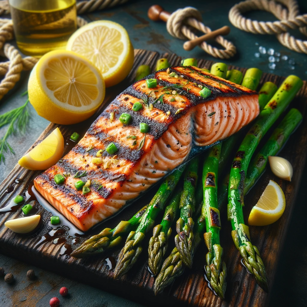 Grilled Lemon-Garlic Salmon with Asparagus