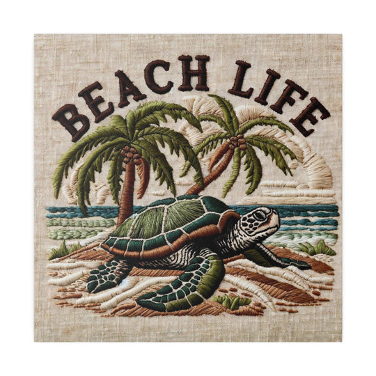 Transport yourself to the serene shores with the "Beach Life" Canvas, Stretched, 0.75"