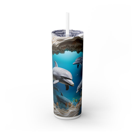 Stay Hydrated in Style with the Dolphin Ocean Harmony Skinny Tumbler Skinny with Straw, 20oz