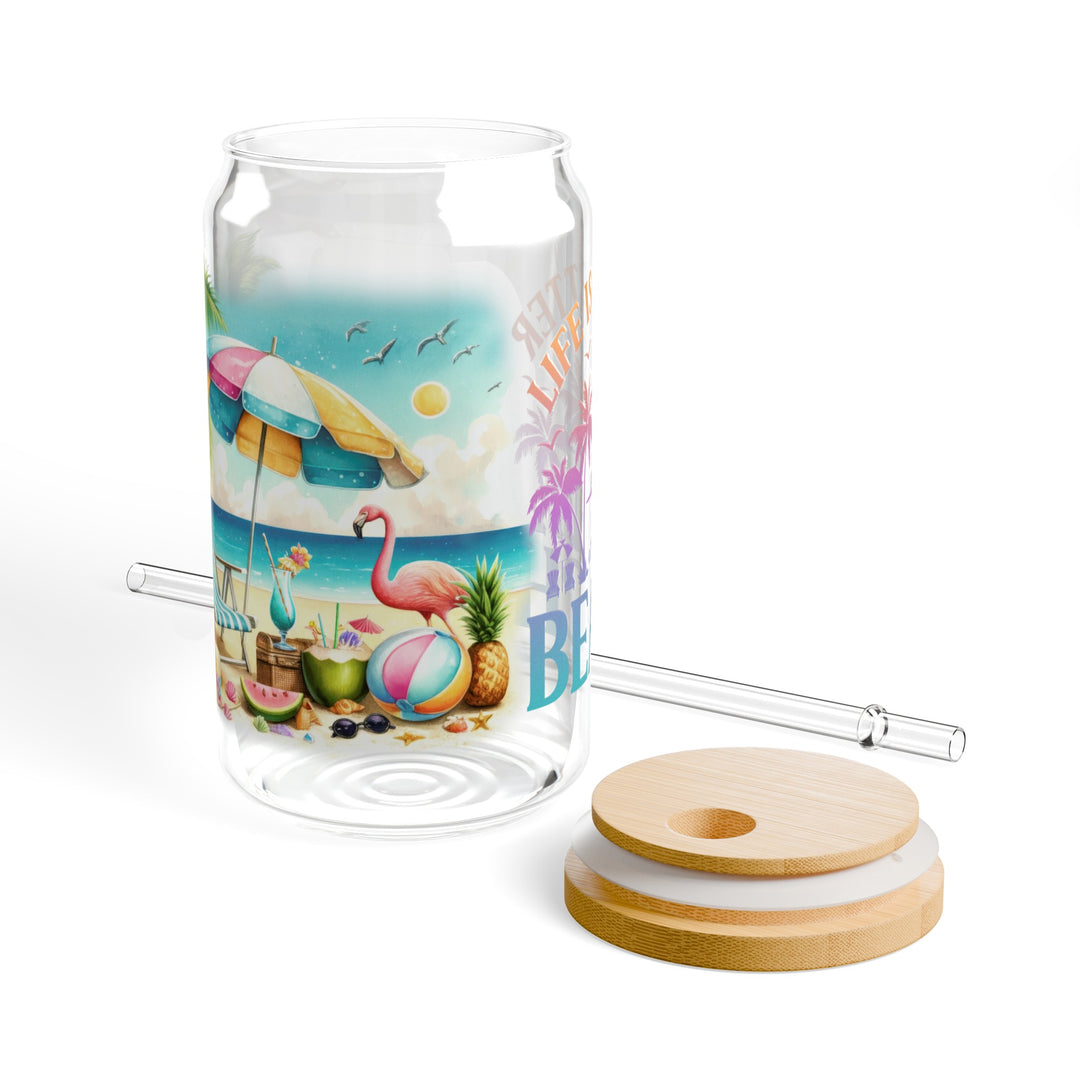 Life Is Better At The Beach Eco-Friendly 16oz Sipper Glass – Perfect for Every Beverage