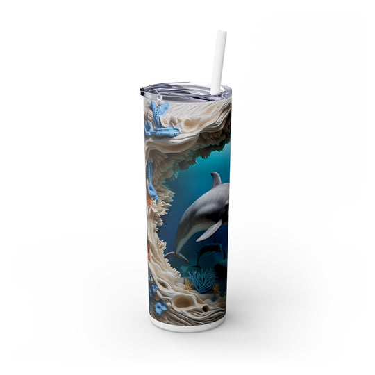 Stay Hydrated in Style with the Dolphin Ocean Harmony Skinny Tumbler Skinny with Straw, 20oz