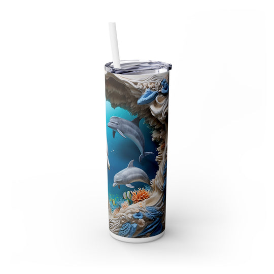 Stay Hydrated in Style with the Dolphin Ocean Harmony Skinny Tumbler Skinny with Straw, 20oz