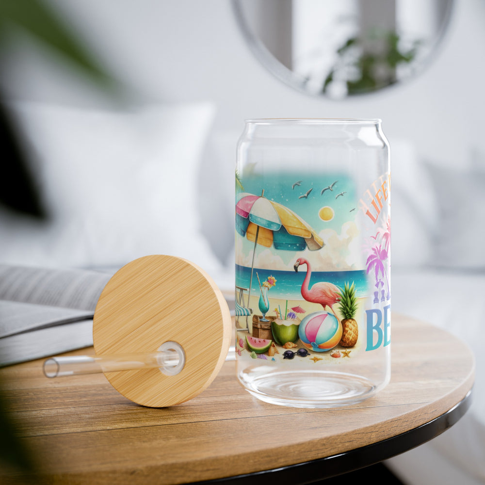 Life Is Better At The Beach Eco-Friendly 16oz Sipper Glass – Perfect for Every Beverage