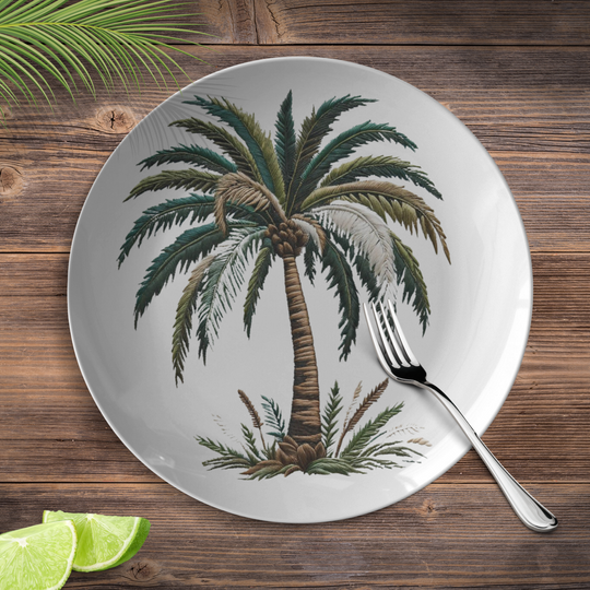 Experience Island Elegance with Palm Tree Plates