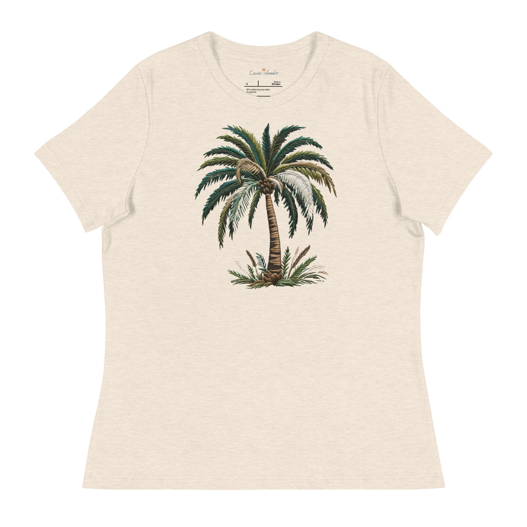 Discover Luxe Comfort: Lucas Islander's Palm Tree T-Shirt Women's Relaxed