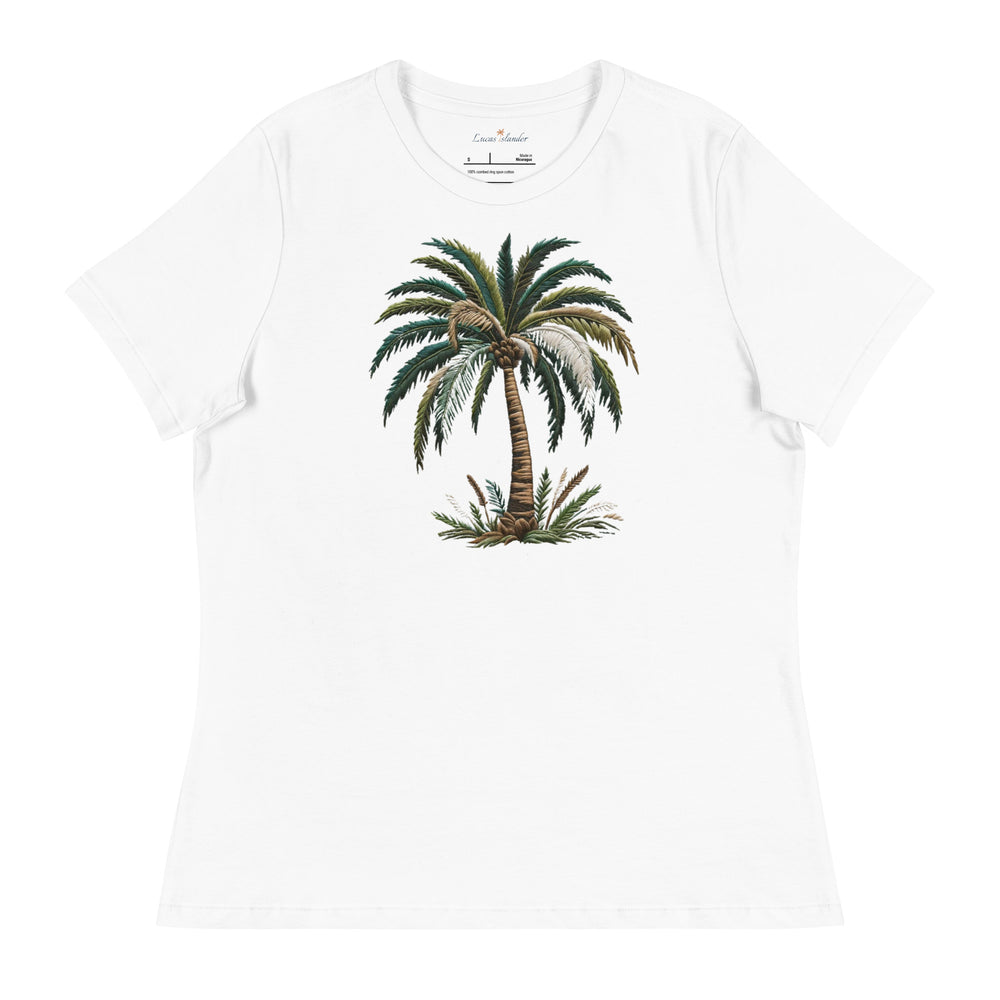 Discover Luxe Comfort: Lucas Islander's Palm Tree T-Shirt Women's Relaxed