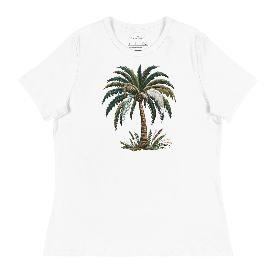 Discover Luxe Comfort: Lucas Islander's Palm Tree T-Shirt Women's Relaxed